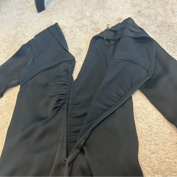 Zara Studio Collection limited edition black A-line V- neck pleated midi dress M - Picture 12 of 17